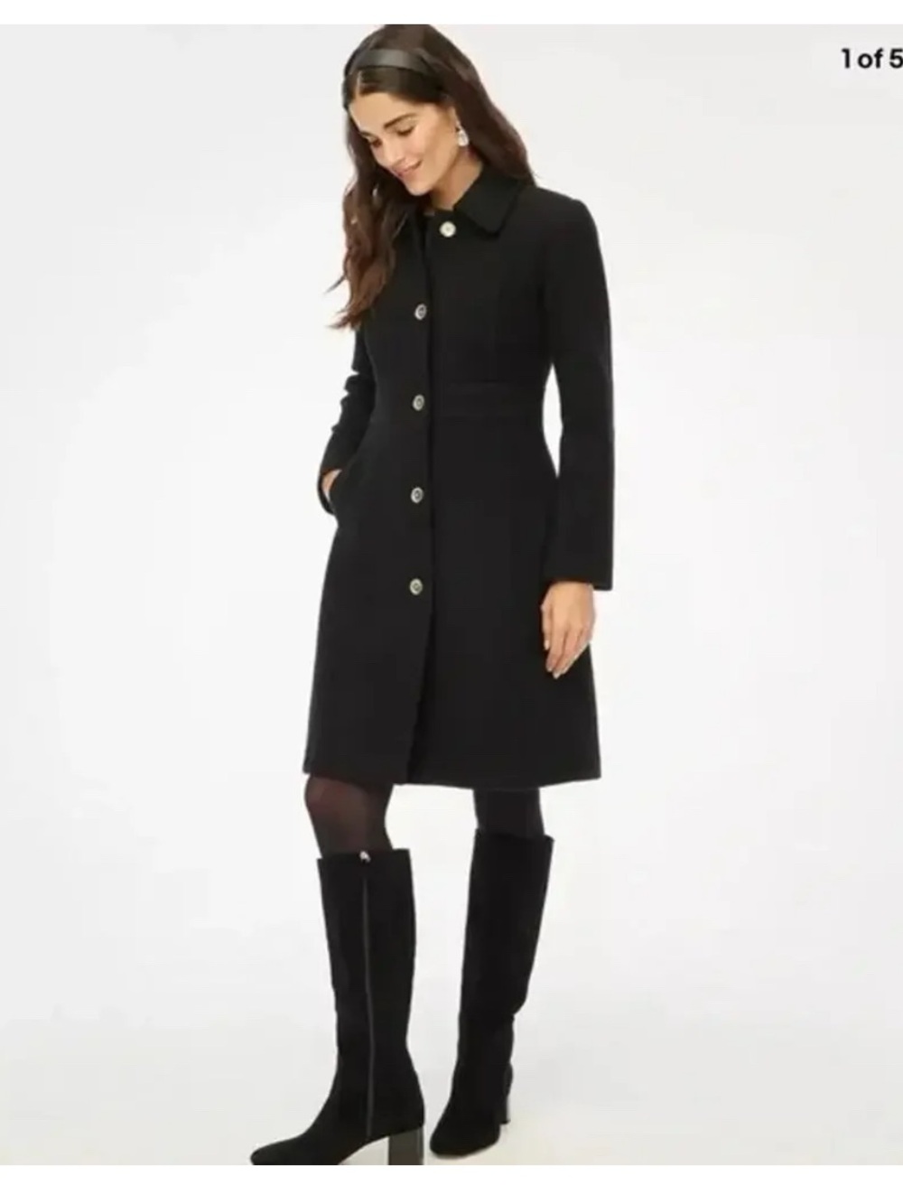 J. Crew Black Tailored Single-Breasted Wool Coat